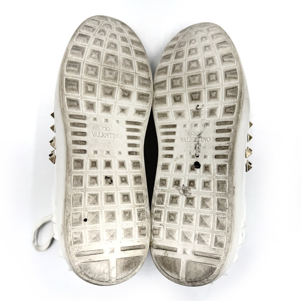 Valentino Rockstud Untitled Sneakers White Silver Studded Leather Sz 37 / 7 - Picture 10 of 12
